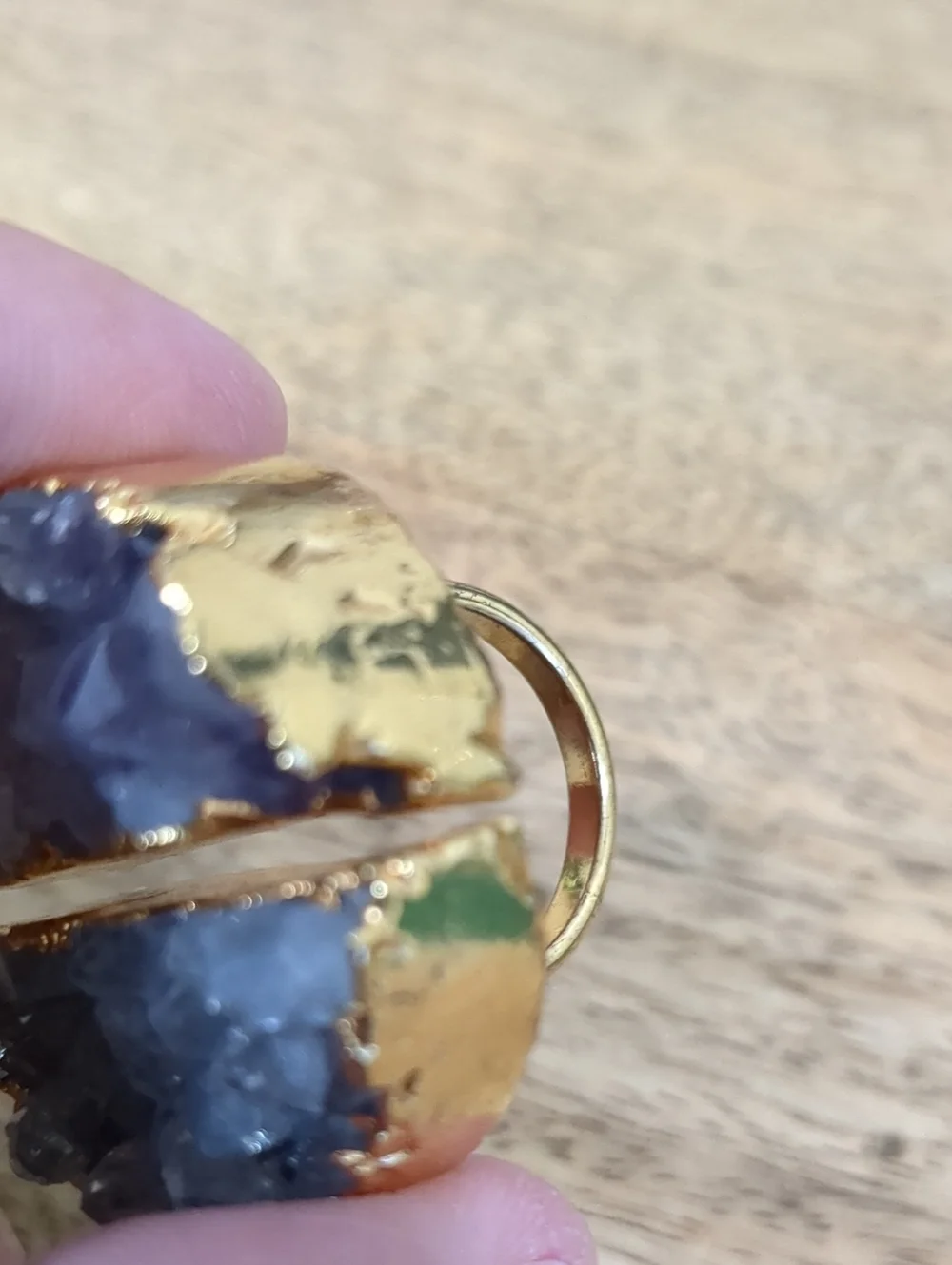Gold-Plated Ring with Lavender Raw Druzy
